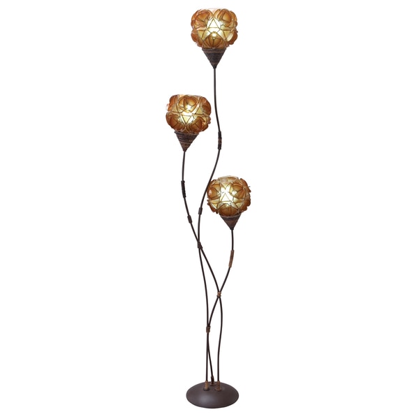 Carved Capiz Floral Floor Lamp