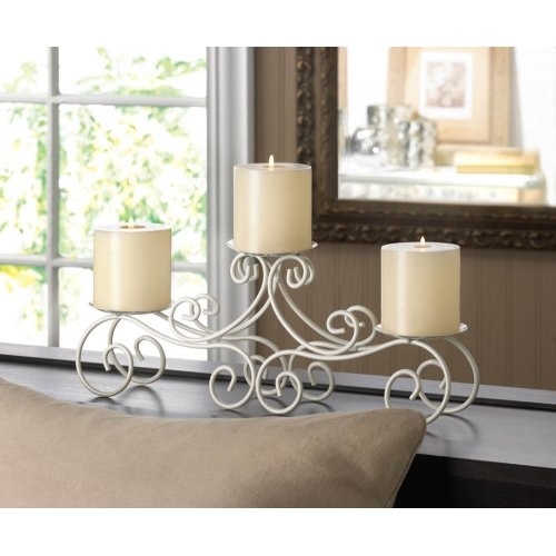 White Iron Tuscan Style Candle Stand