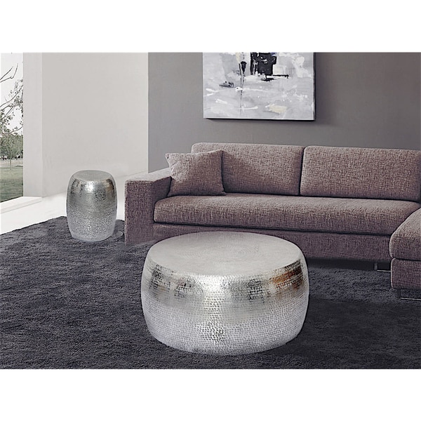 Marrakech Embossed Metal Round Side Table Stool