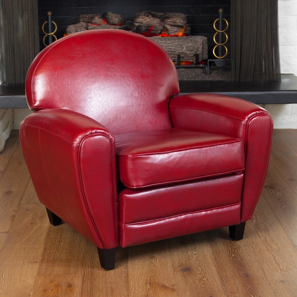 Oversized Ruby Red Leather Club Chair