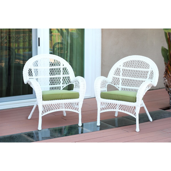 Santa Maria White Wicker Chair With Cushion (Set of 2)