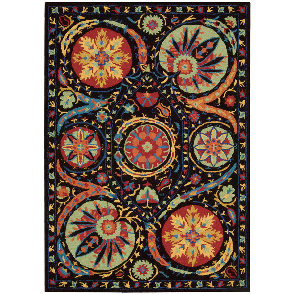 East European-style floral motif embellished woolen rug