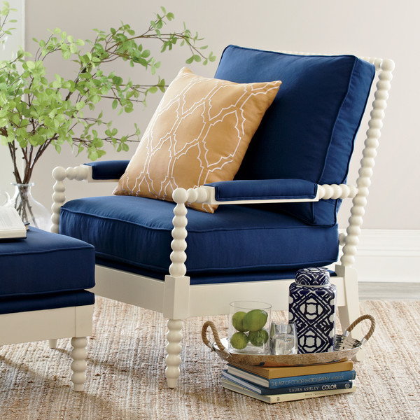 Harrison Arm Chair,  Blue Upholstery 