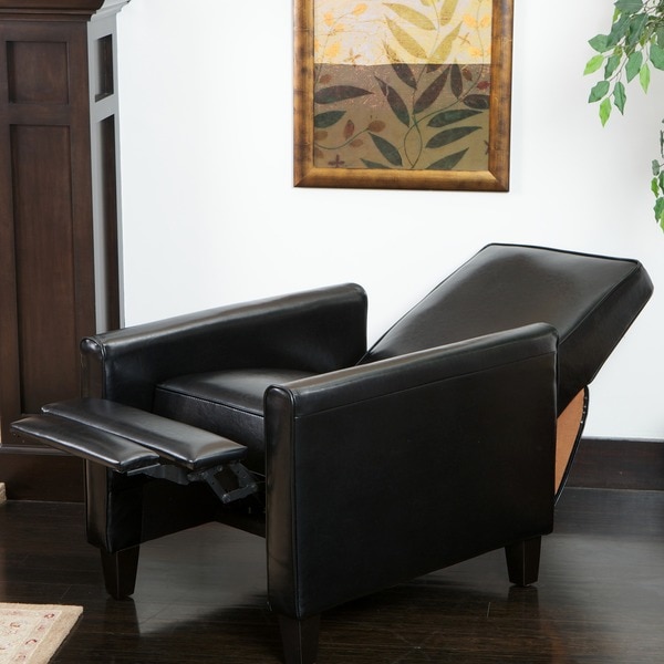 Darvis Black Bonded Leather Recliner Club Chair 