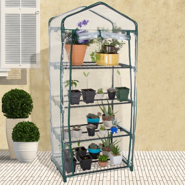 Pure Garden 4 Tier Mini Greenhouse with Cover 27.5 x 19 x 63 inches