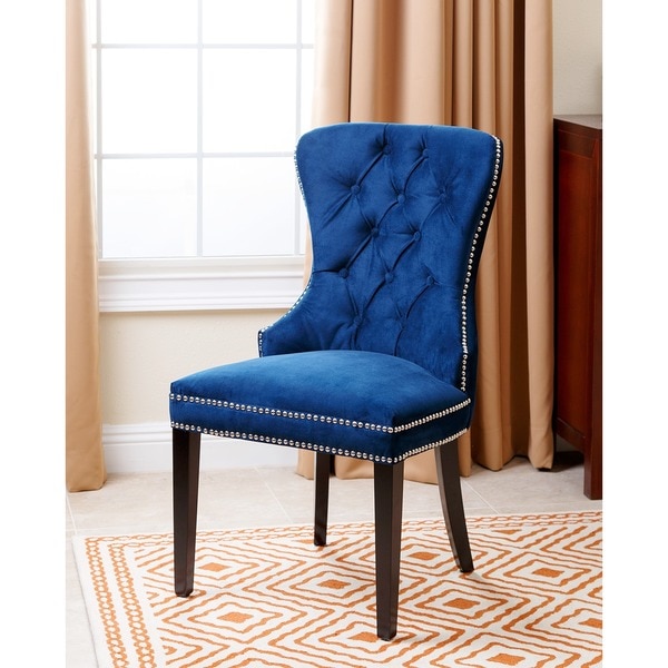 Abbyson Versailles Tufted Dining Chair, Navy Blue Tufted Dining Chair