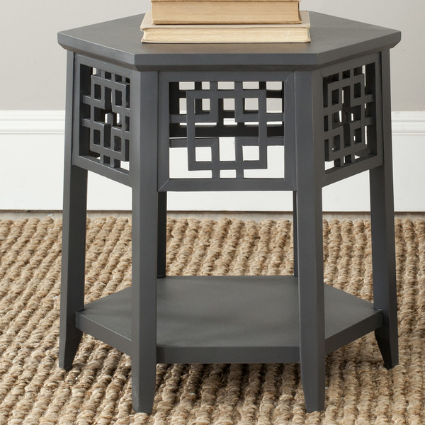 Octagonal sophisticated pearl taupe end table