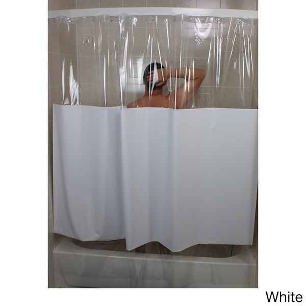 SneakPeek Solid Color w/ Clear Vinyl Shower Curtain