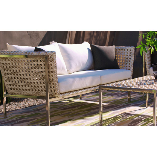 outside/in Twin Palms Sofa with White Upholstery 