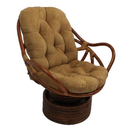 Very Plush 5-inch thick Microsuede Tufted Cushion Swivel Rocking Chair