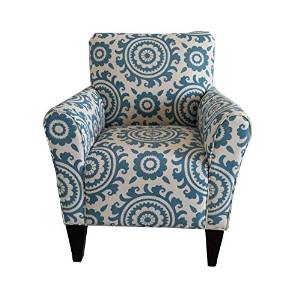 Joveco Printing Living Room Chair in Blue with birch Wood Legs