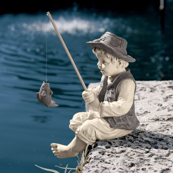 Little Fisherman Indoor/Outdoor Statue 