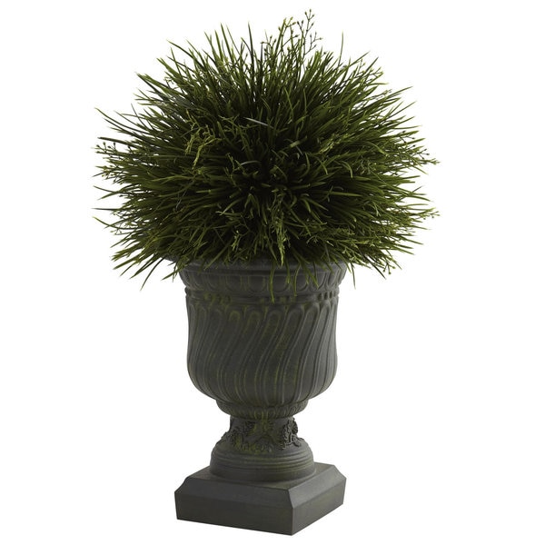 Indoor/ Outdoor Potted Grass and Decorative Urn