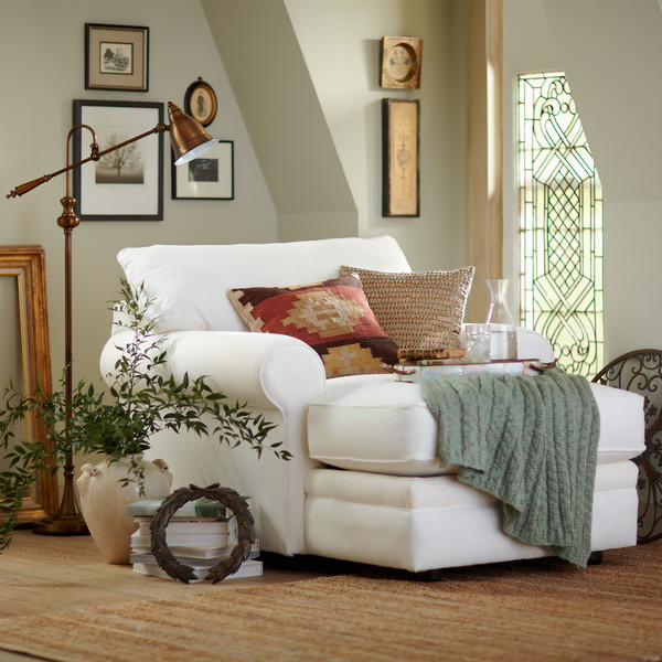 Newton Chaise, White Upholstery 