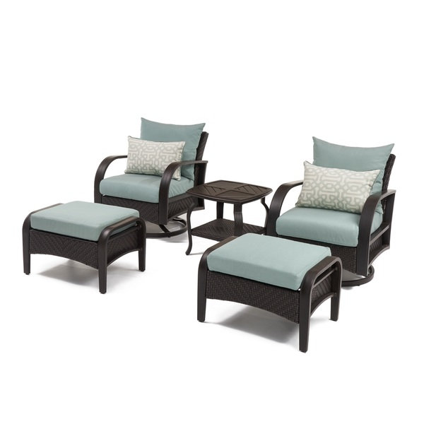 Barcelo Spa Blue 5-piece Motion Club Chair and Ottoman Set