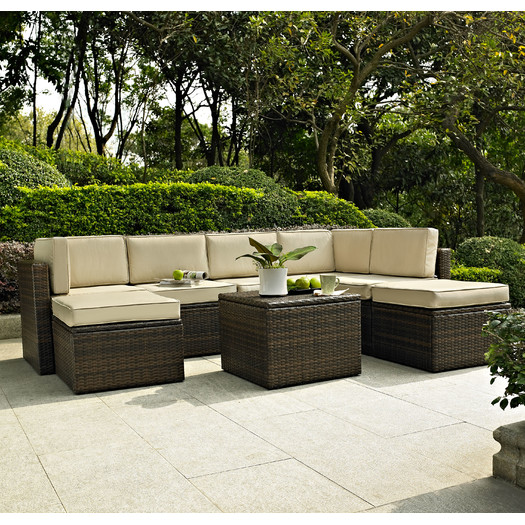 Queenstown Outdoor 8 Piece Seating Group with Beige Cushion by Beachcrest Home