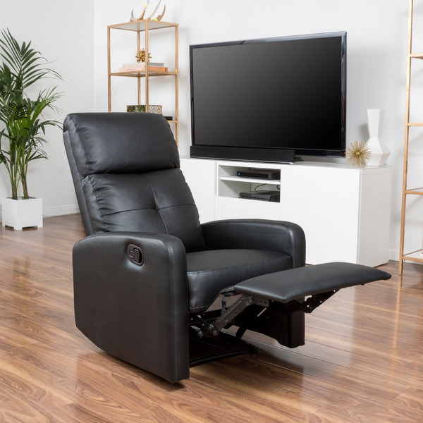 Giant PU upholstered black sheen reclining chair