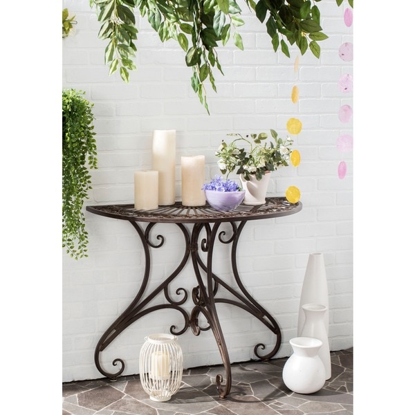 Safavieh Outdoor Living Rustic Annalise Rustic Brown Iron Accent Table