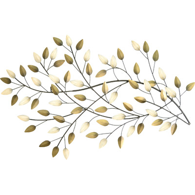 Blowing Leaves Handpainted Golden Metal Wall Decor