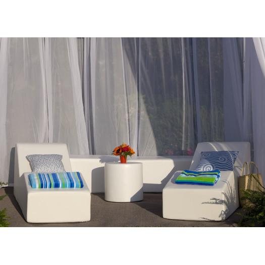La-Fete Pool 5 Piece Lounge Seating Group in White