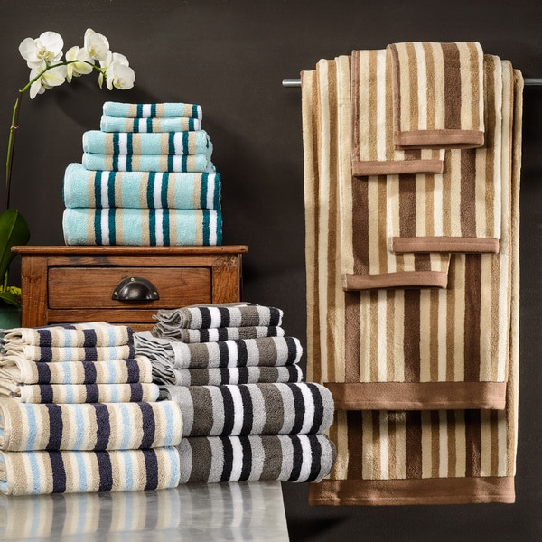 Superior Collection Luxurious Stripes 100-percent Premium Long-staple Combed Cotton 6-piece Towel Se