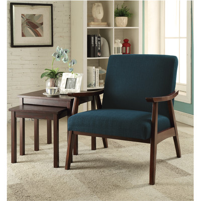 Davis Arm Chair with textured Blue-green upholstery
