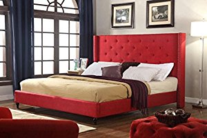 Home Life Premiere Classics Cloth Burgundy Red Linen Platform Bed 