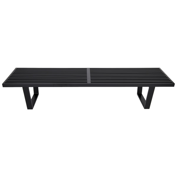 LeisureMod Mid-Century Black Inwood Platform Bench