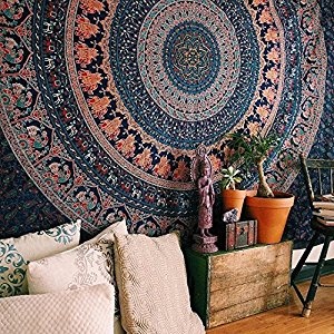 Hippie Tapestry, Hippy Mandala Bohemian Tapestries, Indian Dorm Decor, Psychedelic Tapestry Wall Han