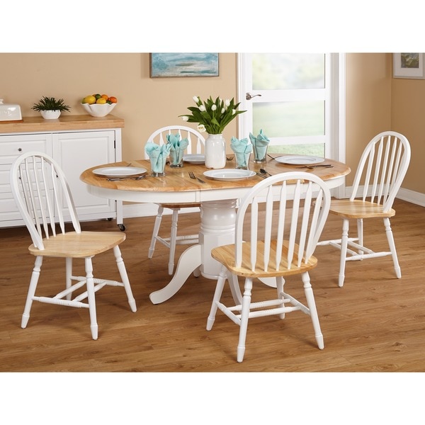 Farmhouse 5 or 7-piece White/ Natural Dining Set