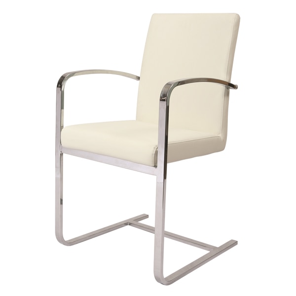 Monaco Off-white/Silver Polyurethane/Steel Side Armchair