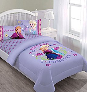 Disney Frozen Nordic Summer Florals Twin Comforter Set with Fitted Sheet