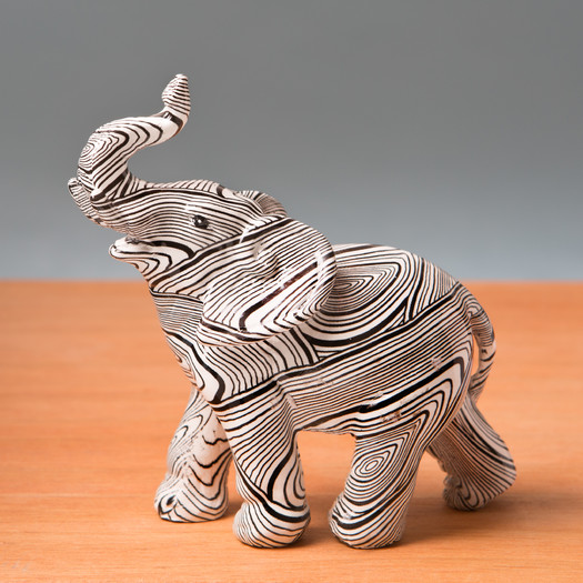 Swirl Design Standing Elephant Figurine 