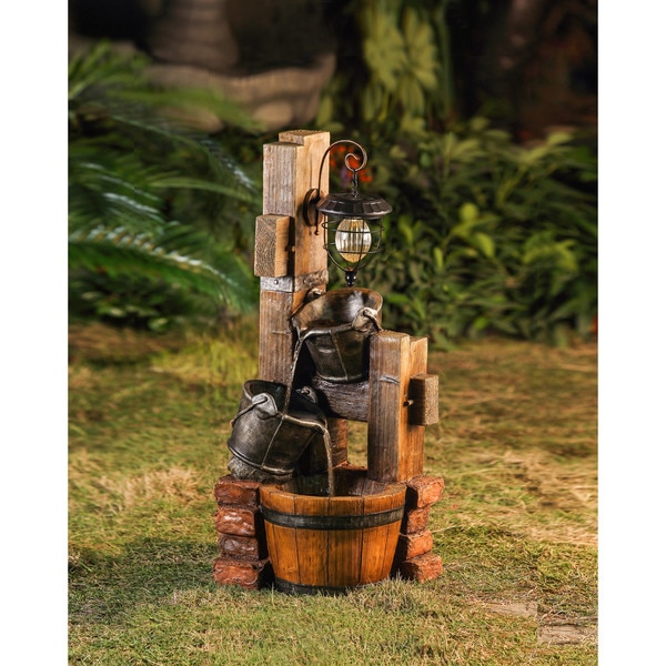 Jeco Barrel Water Fountain with Solar Light