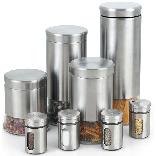 Steel Canister and Spice Jar Set