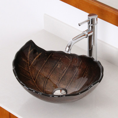 Hot Melted and Hand Painted Autumn Leaf Shaped Bowl Vessel Bathroom Sink 