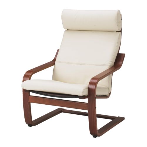 POÃ„NG Chair, medium brown, Glose Robust off-white