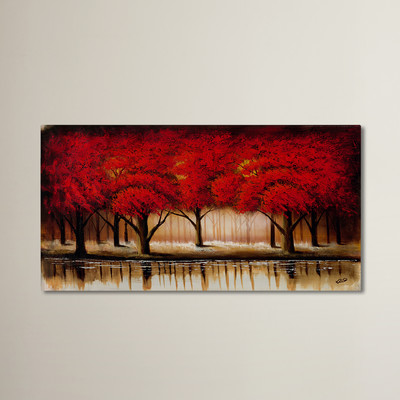 Parade of Red Trees Painting Print on Canvas
