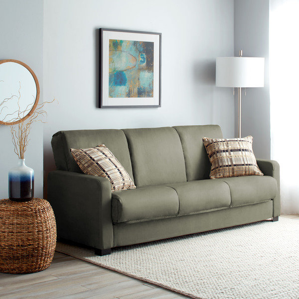 Portfolio Trace Convert-a-Couch Sage Grey Microfiber Futon Sofa Sleeper