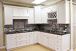 10 x 10 Kitchen Cabinets All Wood (Shaker Designer White) WITH FREE SINK BASE
