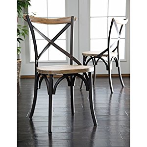 Industrial Reclaimed Solid Wood Dining Chairs, Set of 2