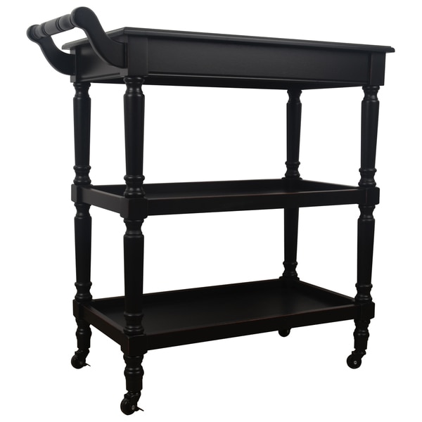Decor Therapy Wood Rolling Bar Cart With Open Storage