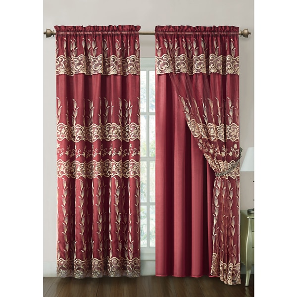 Curtain Panel with Attached Valance and Satin Backing