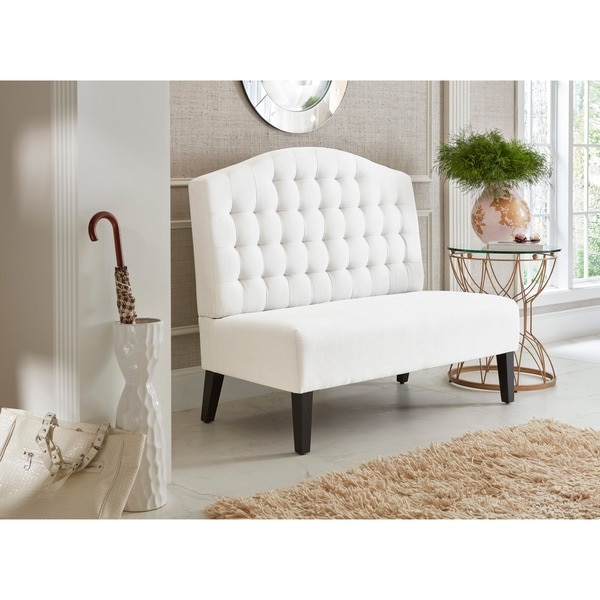 Ivory Tufted Upholstered Banquette Bench