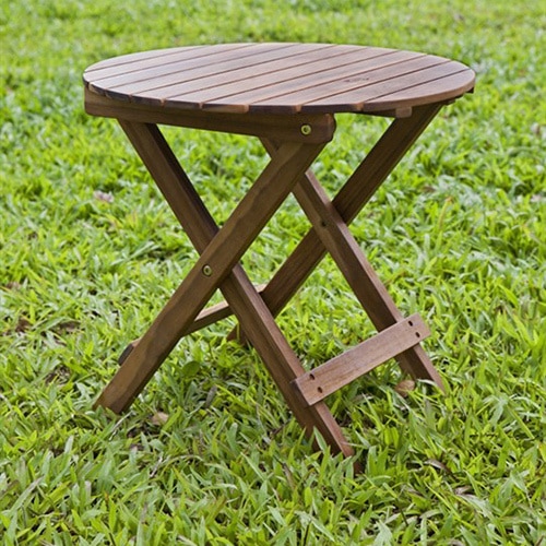 Balboa Foldable Outdoor Acacia Wood Round Adirondack Side Table