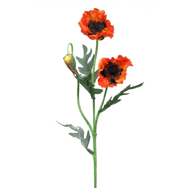 Orange 26-inch 2-flower Poppy Stem (Pack of 6)