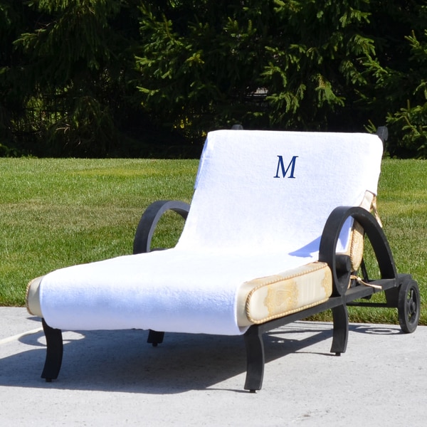 Authentic Turkish Cotton Monogrammed Towel Cover for Standard Size Chaise Lounge Chair