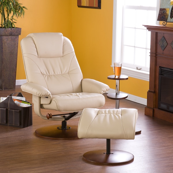 Harper Blvd Gramercy Taupe Leather Recliner and Ottoman