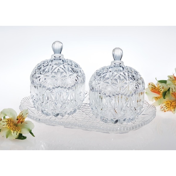 Studio Silversmiths Crystal Double Mini Canisters with Tray