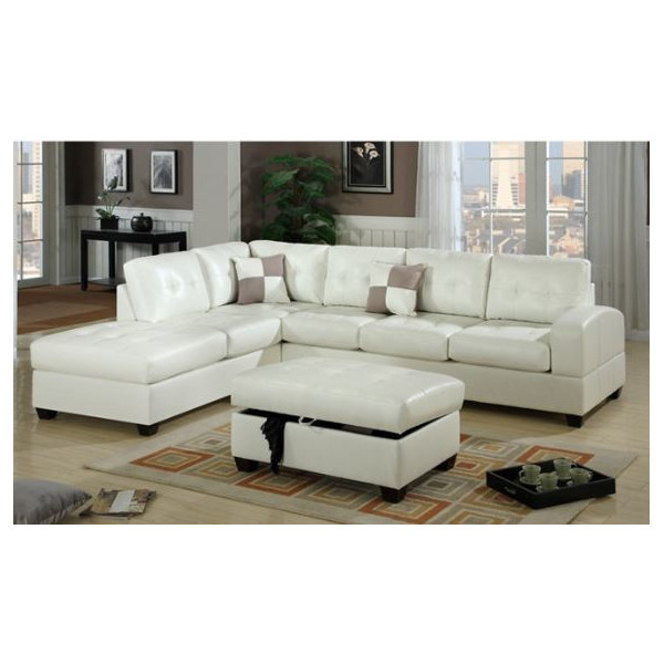 2-Piece Bobkona Sectional White Sofa